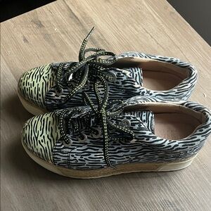 Kenzo Paris Zebra Print Sneakers with Neon Accents